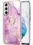 Samsung Galaxy S21 Fe 5g Için Mermer Desen Yumuşak Tpu Tampon Halka Tutucu Stand Kılıf Kapağı Pembe (Yurt Dışından) 2