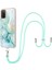 Samsung Galaxy A02S Için Crossbody Askı Ipi Telefon Kılıfı Silikon Mermer Desen Yumuşak Tpu Tampon Kapağı Turkuaz (Yurt Dışından) 1