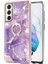 Samsung Galaxy S21 Fe 5g Için Mermer Desen Yumuşak Tpu Tampon Halka Tutucu Stand Kılıf Kapağı Mor (Yurt Dışından) 2