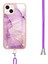 iPhone 13 Için Crossbody Askı Ipi Telefon Kılıfı Silikon Mermer Desen Yumuşak Tpu Tampon Kapağı Pembe (Yurt Dışından) 4