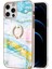 iPhone 12 Pro Max Için Mermer Desen Yumuşak Tpu Tampon Halka Tutucu Stand Kılıf Kapağı Turkuaz - Beyaz (Yurt Dışından) 2