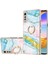 Lg Velvet 5g Için Mermer Desen Yumuşak Tpu Tampon Halka Tutucu Stand Kılıf Kapağı Turkuaz - Beyaz (Yurt Dışından) 1