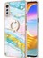 Lg Velvet 5g Için Mermer Desen Yumuşak Tpu Tampon Halka Tutucu Stand Kılıf Kapağı Turkuaz - Beyaz (Yurt Dışından) 2