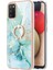 Samsung Galaxy A02S Için Mermer Desen Yumuşak Tpu Tampon Halka Tutucu Stand Kılıf Kapağı Turkuaz (Yurt Dışından) 2