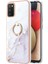 Samsung Galaxy A02S Için Mermer Desen Yumuşak Tpu Tampon Halka Tutucu Stand Kılıf Kapağı Beyaz (Yurt Dışından) 2