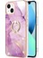 iPhone 13 Için Mermer Desen Yumuşak Tpu Tampon Halka Tutucu Stand Kılıf Kapağı Pembe (Yurt Dışından) 2