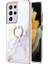 Samsung Galaxy S21 Ultra 5g Için Mermer Desen Yumuşak Tpu Tampon Halka Tutucu Stand Kılıf Kapağı Beyaz (Yurt Dışından) 2