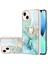 iPhone 13 Için Mermer Desen Yumuşak Tpu Tampon Halka Tutucu Stand Kılıf Kapağı Turkuaz (Yurt Dışından) 1