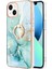 iPhone 13 Için Mermer Desen Yumuşak Tpu Tampon Halka Tutucu Stand Kılıf Kapağı Turkuaz (Yurt Dışından) 2