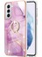 Samsung Galaxy S21 5g Için Mermer Desen Yumuşak Tpu Tampon Halka Tutucu Stand Kılıf Kapağı Pembe (Yurt Dışından) 2