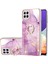 Samsung Galaxy A22 4g Için Mermer Desen Yumuşak Tpu Tampon Halka Tutucu Stand Kılıf Kapağı Pembe (Yurt Dışından) 1
