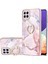 Samsung Galaxy A22 4g Için Mermer Desen Yumuşak Tpu Tampon Halka Tutucu Stand Kılıf Kapağı Rose Gold (Yurt Dışından) 1