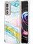 Motorola Edge 20 Pro Için Mermer Desen Yumuşak Tpu Tampon Kılıf Kapak Turkuaz - Beyaz (Yurt Dışından) 1