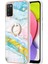 Samsung Galaxy A03S Için Mermer Desen Yumuşak Tpu Tampon Halka Tutucu Stand Kılıf Kapağı Turkuaz - Beyaz (Yurt Dışından) 2