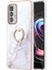 Motorola Edge 20 Pro Için Mermer Desen Yumuşak Tpu Tampon Halka Tutucu Stand Kılıf Kapağı Beyaz (Yurt Dışından) 2