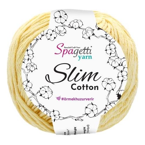 Spagetti Yarn Soft Sarı Slim Cotton ( 50 Gr) Fiyatı