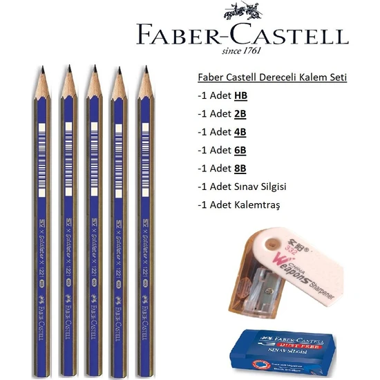 Faber-Castell Resim Kalemi Faber Dereceli Kalem Seti Karakalem Seti Hb-2b-4b-6b-8b 5'li Set