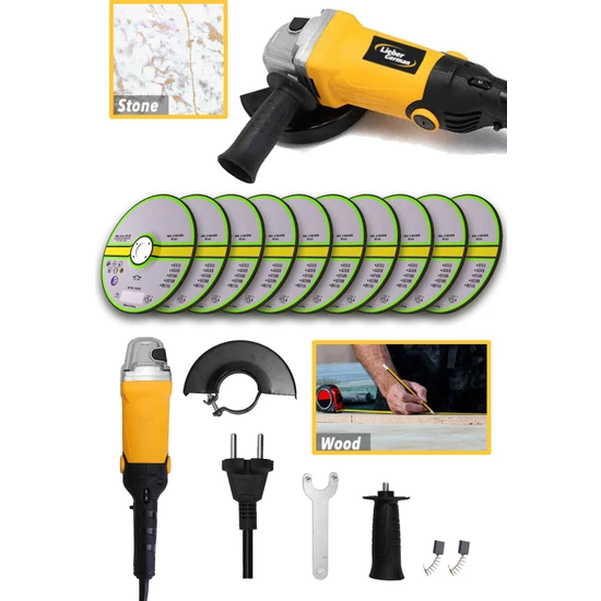 Lieber German Teknoloji Bakır Sargı Devir Ayarlı 3400 W Spiral Avuç Içi Kesme ve Taşlama Makinası 10 Taş