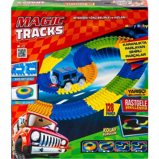 Mofy Baby Magic Tracks Hareketli Raylar 128 Adet Karanlıkta Parlayan Sihirli Parçalar