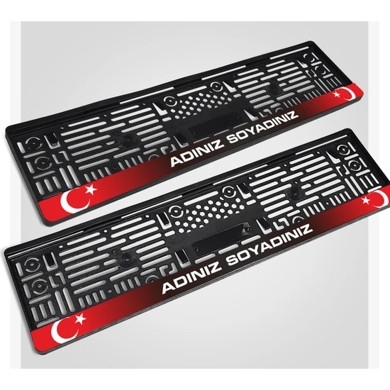 Forwooden 2 Adet Türk Bayraklı Isme, Kişiye Özel Isimli Plakalık Büyük Kırmızı Geçişli