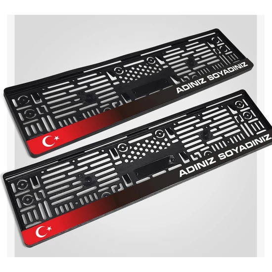 Forwooden 2 Adet Türk Bayraklı Isme, Kişiye Özel Isimli Plakalık Kırmızı Geçişli Sol