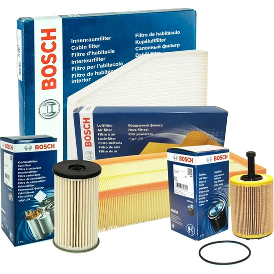 Bosch Ford Courier 1.5 Ve 1.6 Tdci Dizel Bosch Filtre Bakım Seti 2014-2018 (Hava+Yağ+Yakıt+Standart Polen)