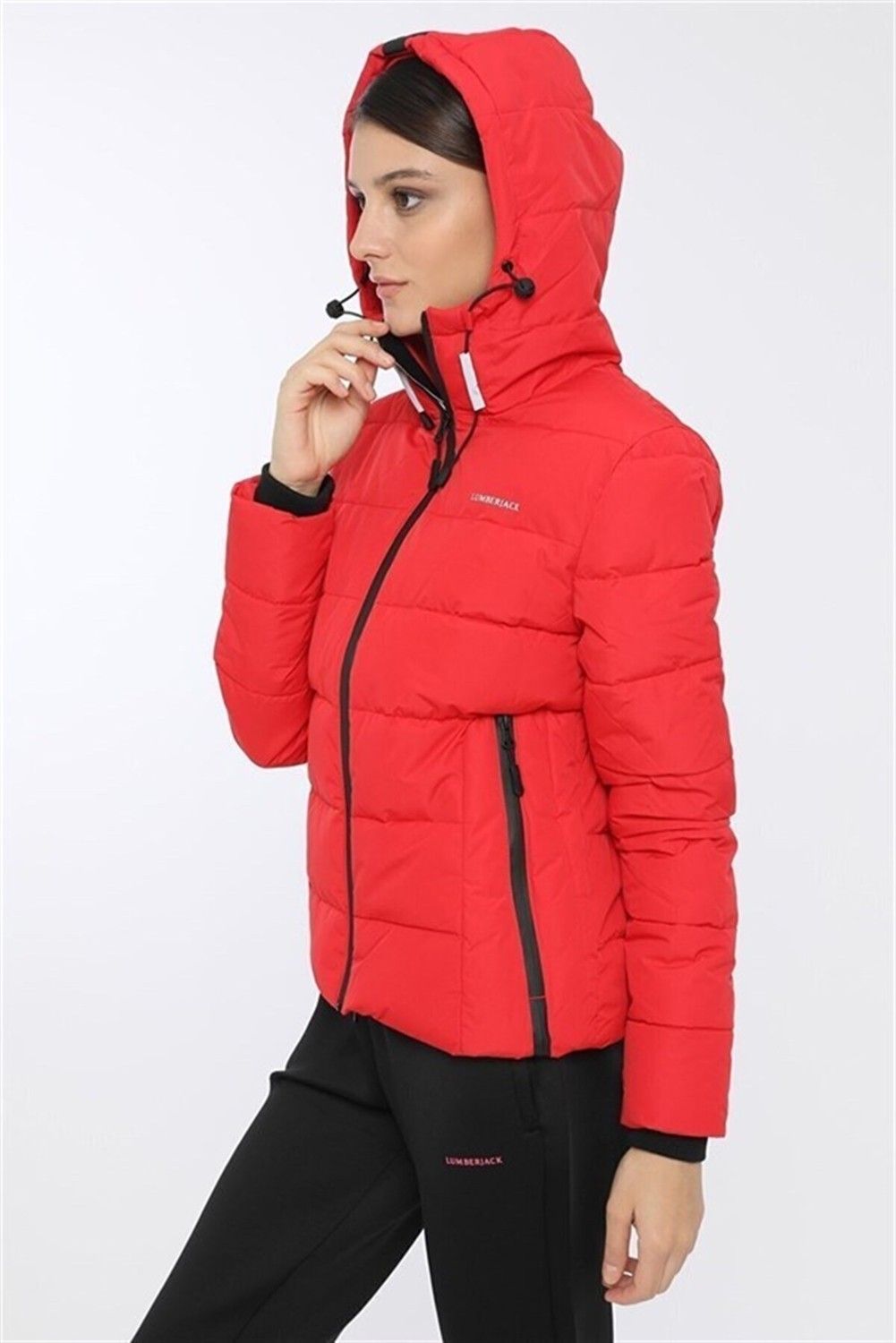 Lumberjack Apreski Coat Kadın Kısa Mont Kaban Kırmızı V4 görsel 2