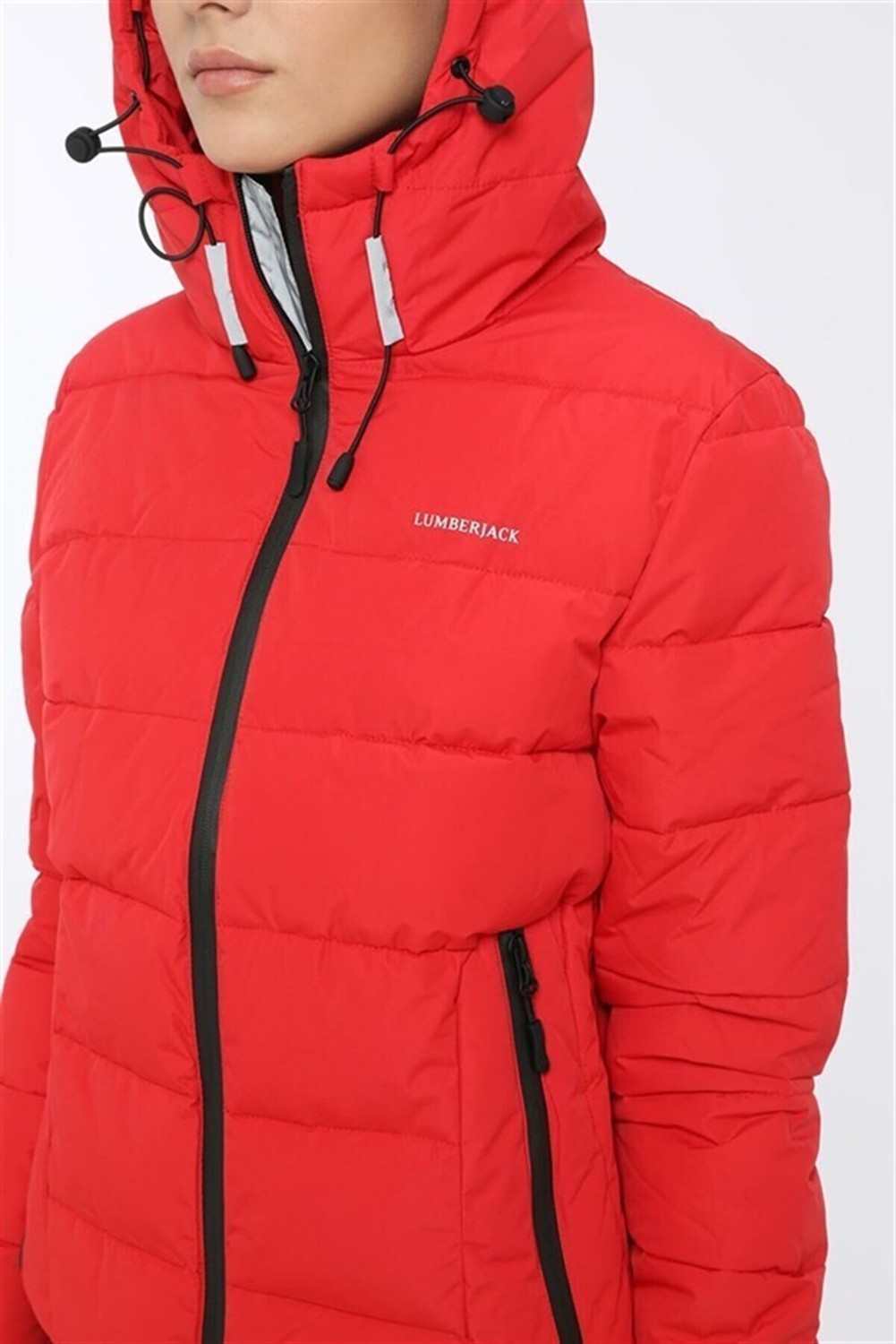Lumberjack Apreski Coat Kadın Kısa Mont Kaban Kırmızı V4 görsel 3