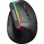 Everest SMW-618 Rgb Işıklı Ergonomik Dikey Tutuşlu Vertical Siyah Kablosuz Mouse
