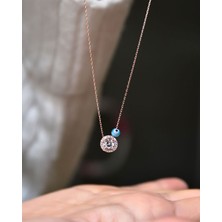 Papatya Silver 925 Ayar Gümüş Rose Kaplama Nazar Gözlü Tektaş Kadın Kolye