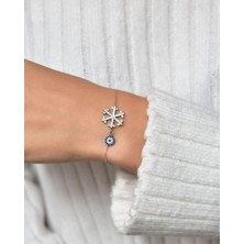 Papatya Silver 925 Ayar Gümüş Taşlı Nazarlı Kartanesi Bileklik