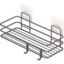 Tekno-tel ST117H Yapışkanlı Kancalı Banyo Rafı Mat Siyah