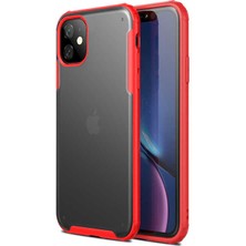 Caseart Apple iPhone 11 Kılıf Renkli Silikon Kenarlı Köşe Korumalı Private Kapak - Kırmızı