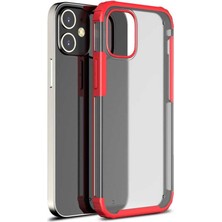 Caseart Apple iPhone 12 Mini Kılıf Renkli Silikon Kenarlı Köşe Korumalı Private Kapak - Kırmızı
