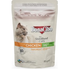 BonaCibo Jöleli Tavuklu Pouch Kısırlaştırılmış Yetişkin Kedi Yaş Maması 85 gr X12 Adet