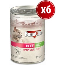 BonaCibo Jöleli Dana Etli Yaş Kedi Maması 400 gr X6 Adet