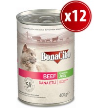 BonaCibo Jöleli Dana Etli Yaş Kedi Maması 400 gr X12 Adet