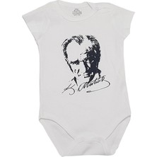 Feyzamavm Unisex Bebek Atatürklü Kısa Kollu  Çıt Çıtlı Zıbın