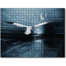 Cakapuzzle  Gece Ay Göl Balıkçı Kuşları 120 Parça Puzzle Yapboz Mdf (Ahşap)