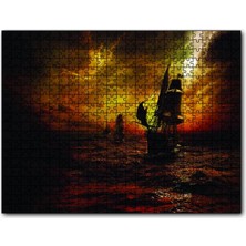 Cakapuzzle  Gecede Yelkenli Korsan Gemileri 120 Parça Puzzle Yapboz Mdf (Ahşap)
