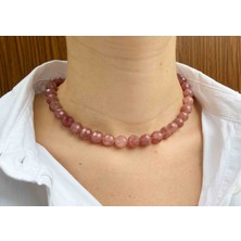 Mucize Taş Çilek Kuvars Taşı Doğaltaş Kolye 10 mm