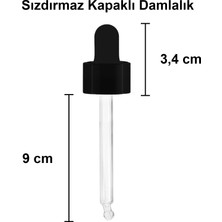 Afracam 100 cc Şeffaf Damlalık Metal Siyah Sızdırmaz Kapaklı 100 ml Dropper Cam Serum Şişesi 1 Adet