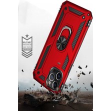 Case World Samsung Galaxy A22 4g ile Uyumlu Kapak Military Yüzüklü Stantlı Panzer Tank ile Uyumlu Kılıf - Siyah