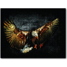 Cakapuzzle  Siyah Zeminde Kartal 120 Parça Puzzle Yapboz Mdf (Ahşap)