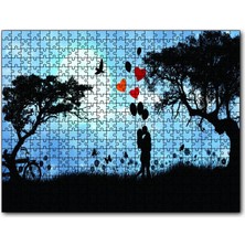 Cakapuzzle  Sevgililer Doğa Balon Kalp 120 Parça Puzzle Yapboz Mdf (Ahşap)