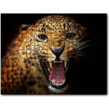 Cakapuzzle  Agresif Leopar Siyah Zemin 120 Parça Puzzle Yapboz Mdf (Ahşap)