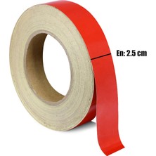 Badem10 Reflektörlü Reflektif Fosforlu Şerit Bant Kırmızı Düz Reflekte Ikaz Bandı 1 Metre