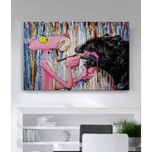 MonoStella Modern Sokak Graffiti Pembe Panter Kanvas Tablo