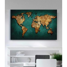 MonoStella Harita Kanvas Tablo Renkli 20 x 30 cm Ahşap Şase ile Modern Duvar Dekoru