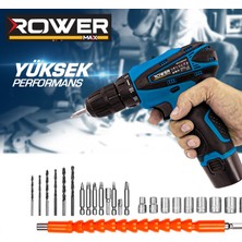 Rower RWRX-2118  18V Alman Dizayn Çift Akülü Şarjlı Matkap Li-Ion Bataryalı 27 Parçalı Matkap